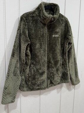 Columbia Moss Green Plush Full-Zip Fleece Jacket